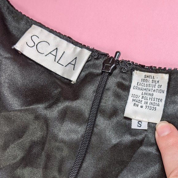 Vintage 90s Beaded Black Velvet Formal Maxi Dress - Picture 6 of 6